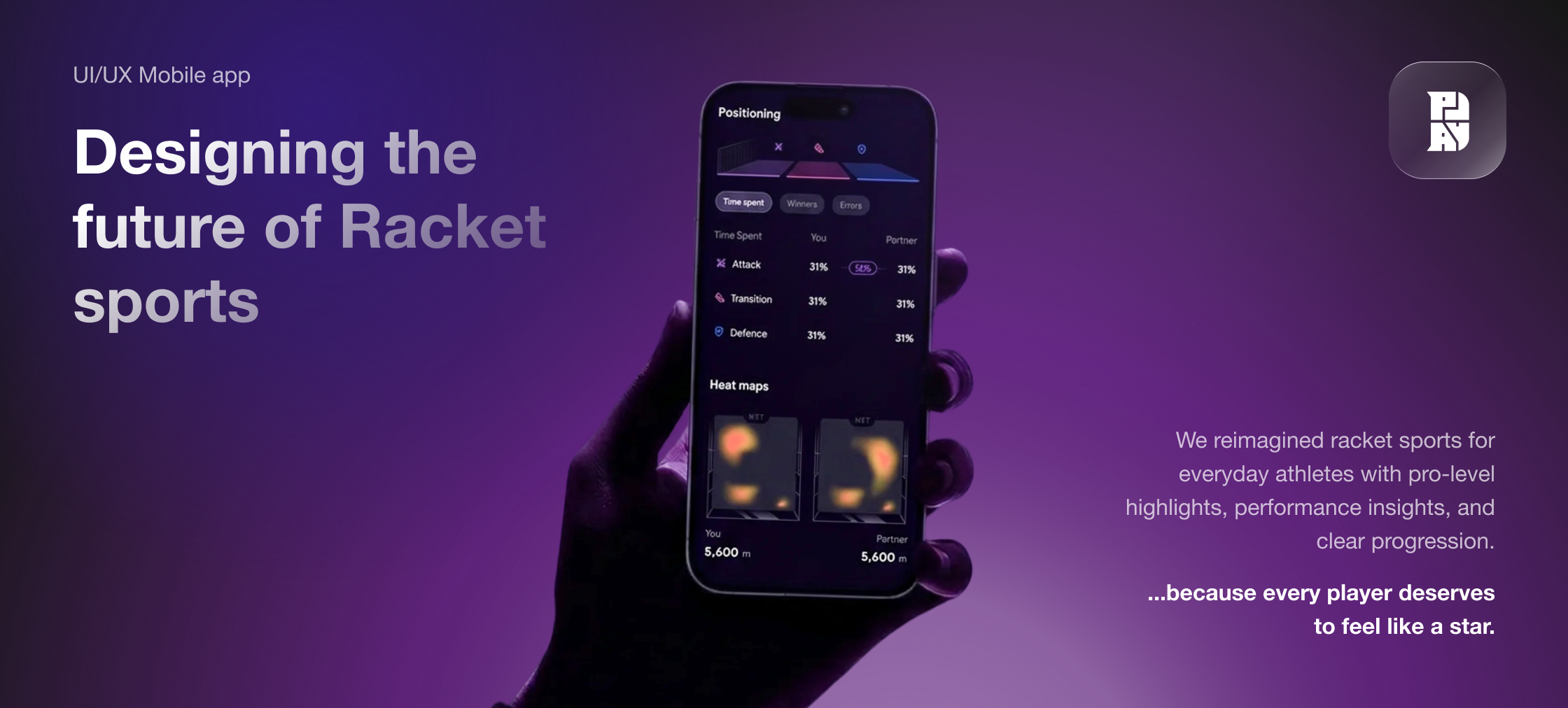 UI/UX Mobile app — Designing the future of Racket sports. Case study featuring a mobile app mockup for racket sports analytics.